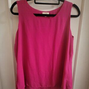 Laura Fuchsia Pink Sleeveless Tiered Chiffon Blouse - Size 8